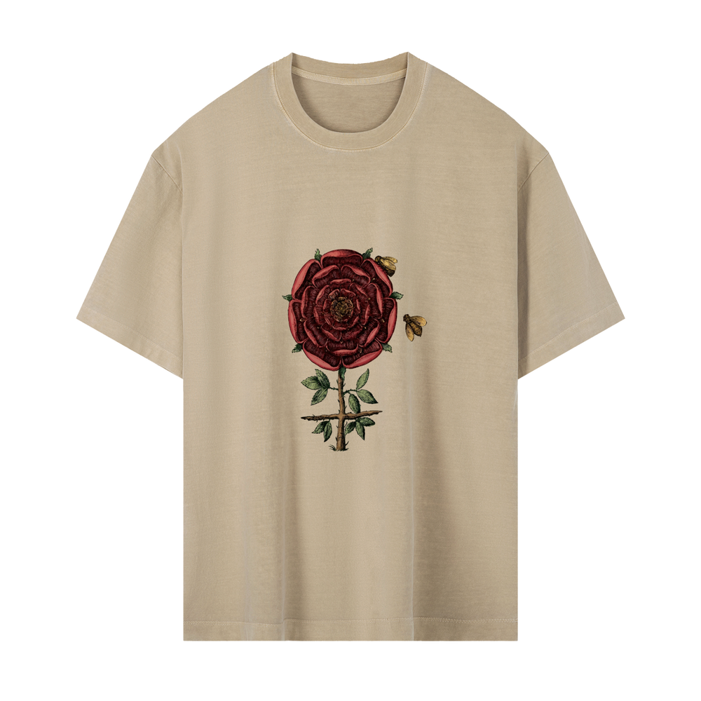 Dat Rosa Mel Apibus alchemical rose occult art t‑shirt black