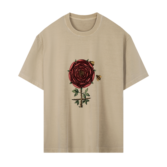 Dat Rosa Mel Apibus alchemical rose occult art t‑shirt black